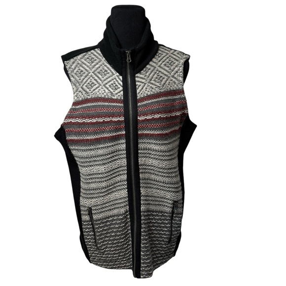 Southwestern Boho Vest Wool Blend Womens SZ L Full Zip Ruff Hewn Nordic Sweater - Picture 1 of 8